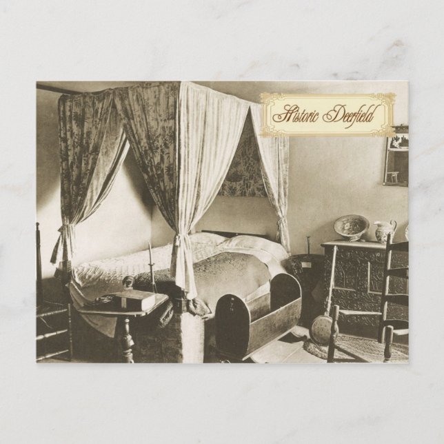Carte Postale Chambre coloniale dans Historic Deerfield, MA (Devant)