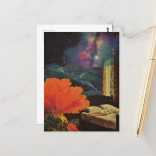 Carte Postale Chambre sous la mer Surreal Collage médiatique mix