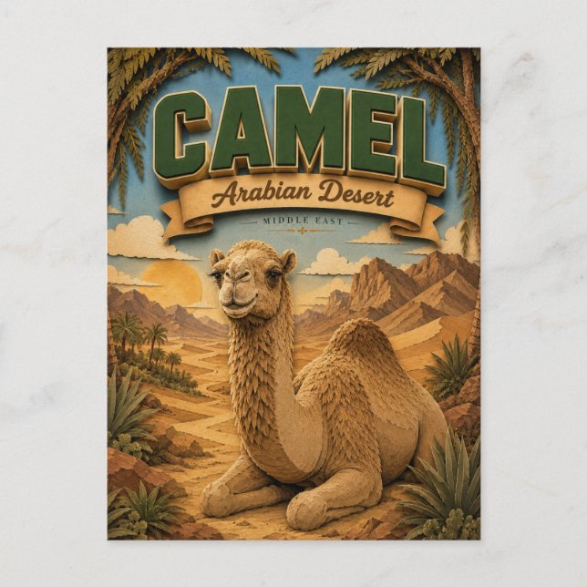 Carte Postale Chameau Désert Arabique POPCUT (Devant)