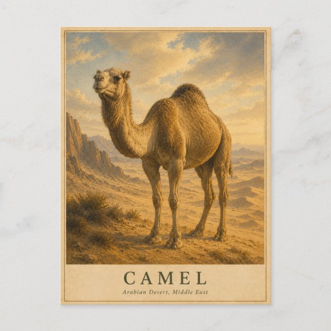 Carte Postale Chameau Désert Arabique VINTAGE (Devant)