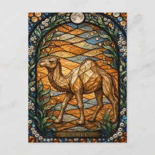 Carte Postale Chameau Désert Dunes Illumina Verre Cathédrale