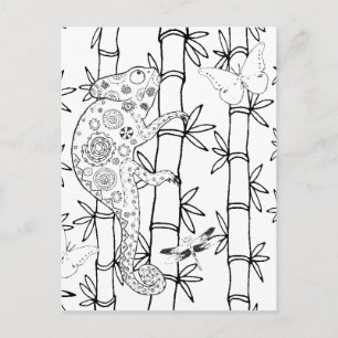 Carte Postale Chameleon Doodle