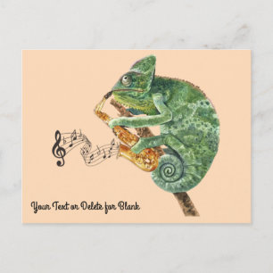 Carte Postale Chameleon Jazz Saxophone Texte personnalisé