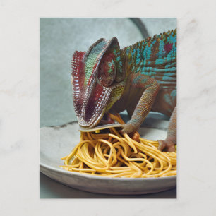 Carte Postale Chameleon Manger Spaghetti