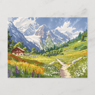 Carte Postale Chamonix, France Retro Mountain Travel