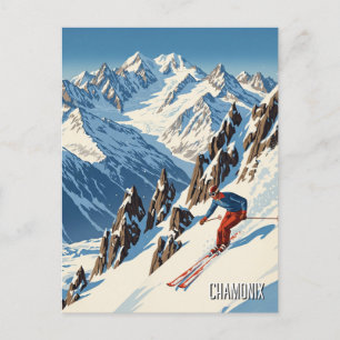 Carte Postale Chamonix France Skier