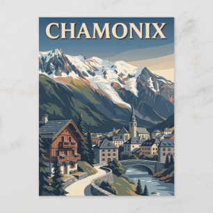 Carte Postale Chamonix France Village Alpin Affiche Vintage