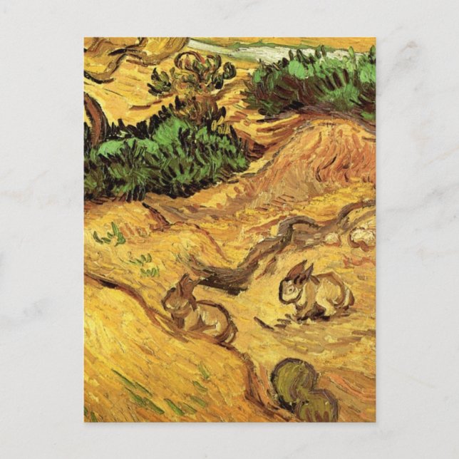 Carte Postale Champ avec deux lapins par Vincent van Gogh (Devant)