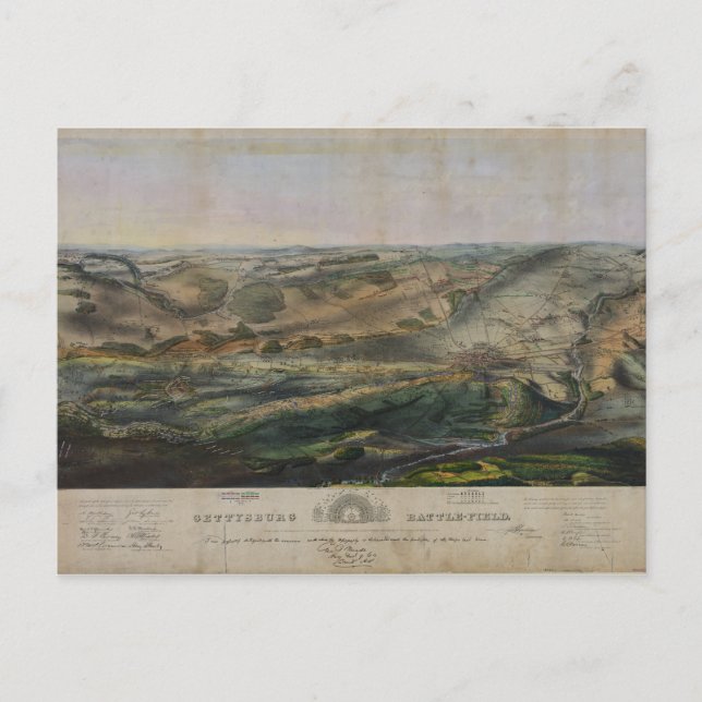 Carte Postale Champ de bataille de Gettysburg par John Bachelder (Devant)