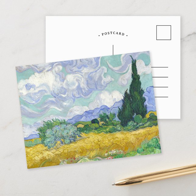 Carte Postale Champ de blé aux cyprès | Vincent van Gogh (Créateur téléchargé)