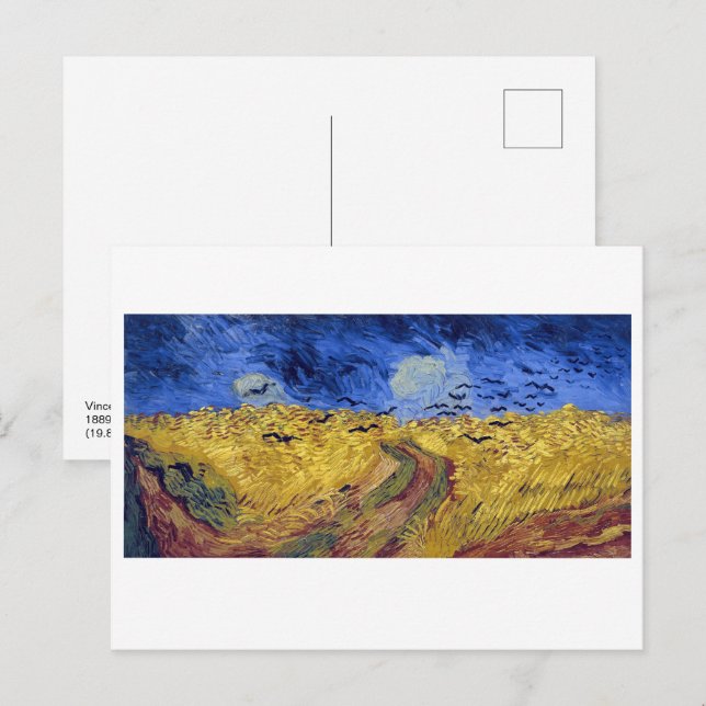 Carte Postale Champ de blé avec corbeaux | Van Gogh | (Devant / Derrière)