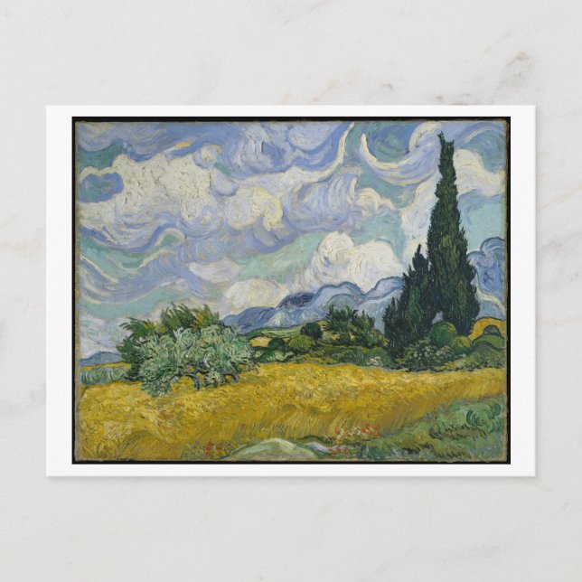 Carte Postale Champ de blé avec Cyprès Peinture de Van Gogh (Devant)