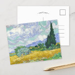 Carte Postale Champ de blé avec cyprès | Vincent van Gogh<br><div class="desc">Blé Field with Cypress (1889) de Vincent van Gogh est un paysage post-impressionniste dynamique qui capte le mouvement dynamique de la nature. Peint lors de son séjour à l'asile Saint-Paul-de-Mausole à Saint-Rémy-de-Provence, l'oeuvre présente un champ de blé doré balançant dans la brise, ponctué de grands cyprès vert foncé qui s'avancent...</div>