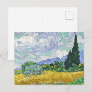 Carte Postale Champ de blé de Van Gogh avec Cyprès Art