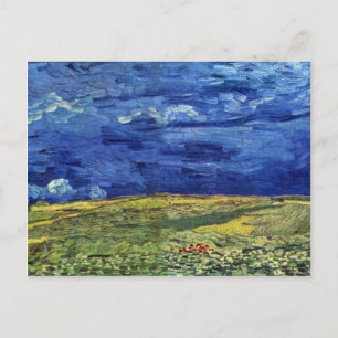 Carte Postale Champ De Blé Sous Ciel Nuageux Par Vincent Van Gog