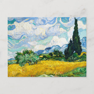 Carte Postale Champ de blé Vincent Van Gogh avec Cyprès