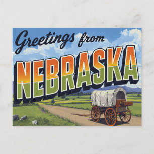 Carte Postale Champ de chariot bâché du Nebraska