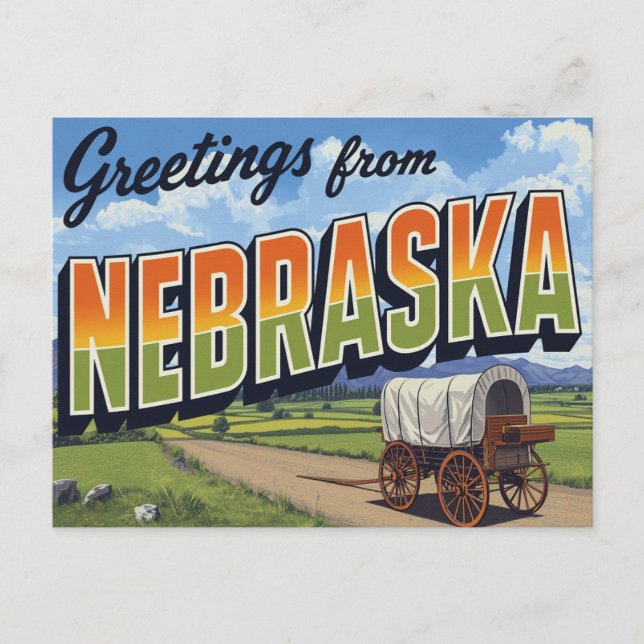 Carte Postale Champ de chariot bâché du Nebraska (Devant)
