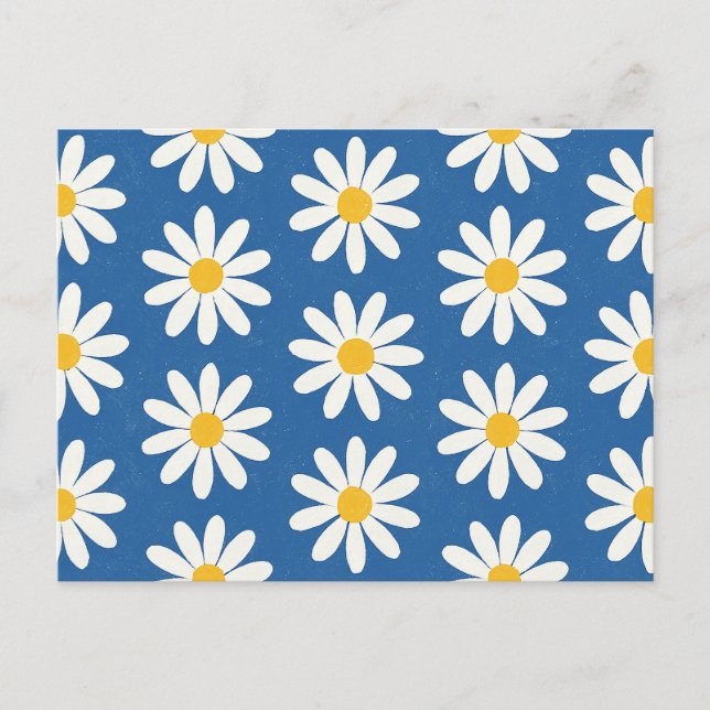 Carte Postale Champ de marguerites en bleu (Devant)
