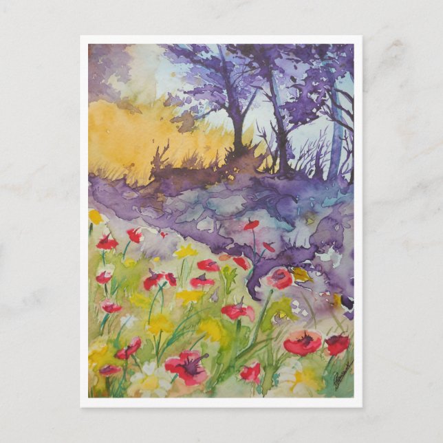 Carte Postale Champ de Pavots Venté (Devant)