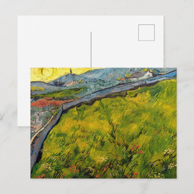 Carte Postale Champ de semences à Sunrise par Vincent van Gogh (Devant / Derrière)