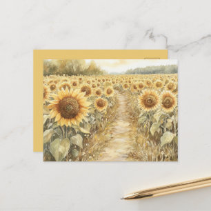 Carte Postale Champ de tournesols jaunes