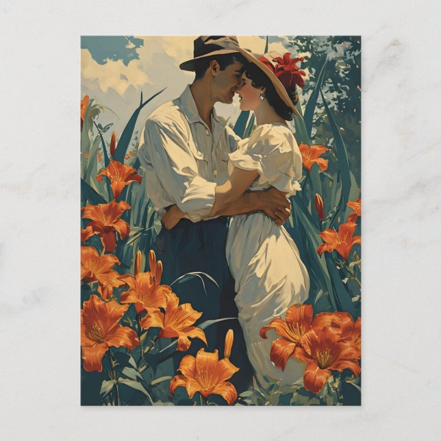 Carte Postale Champ Lily romantique vintage (Devant)