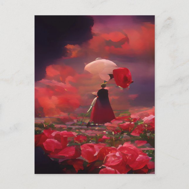 Carte Postale Champ Rose Imaginaire sous le ciel (Devant)
