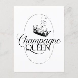Carte Postale Champagne Queen Oval Design avec Couronne