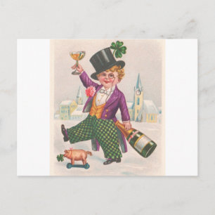 Carte Postale Champagne vintage Shamrock Jour de la Saint Patric