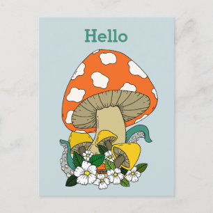 Carte Postale Champignon Rétro Funky 