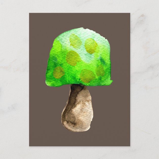 Carte Postale Champignon vert aquarelle champignons mignons (Devant)