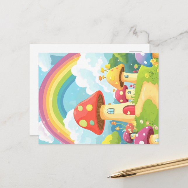 Carte Postale Champignons arc-en-ciel abrite 3 (Devant/Arrière en situation)