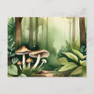 Carte Postale Champignons complexes avec lave-linge vert doux