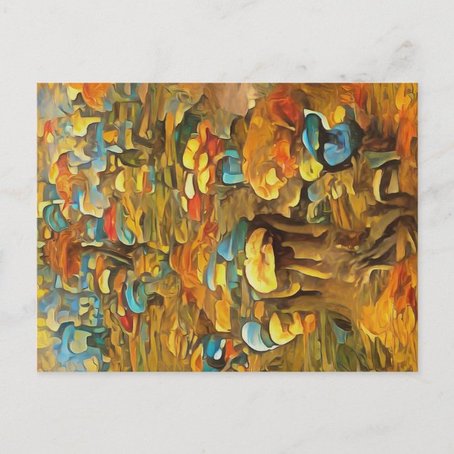 Carte Postale Champignons dans la forêt de printemps (Devant)