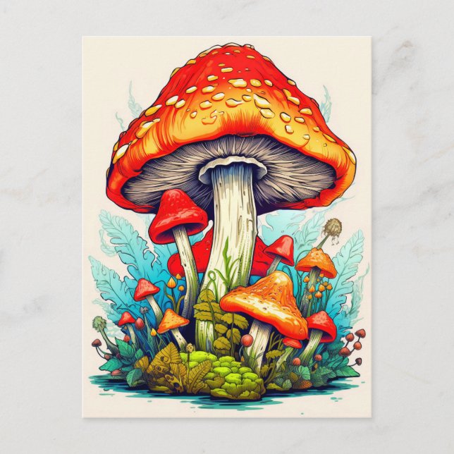 Carte Postale Champignons de forêt sauvage (Devant)