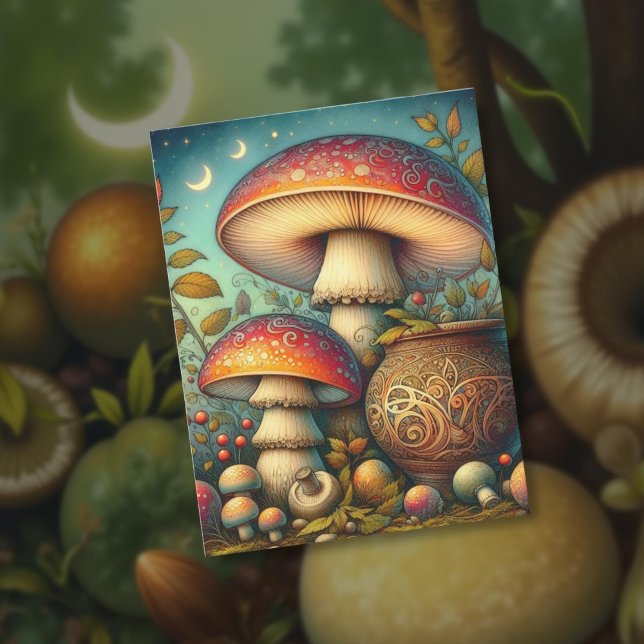 Carte Postale Champignons foncés Cottagewitch Folklore Whimsical (Créateur téléchargé)