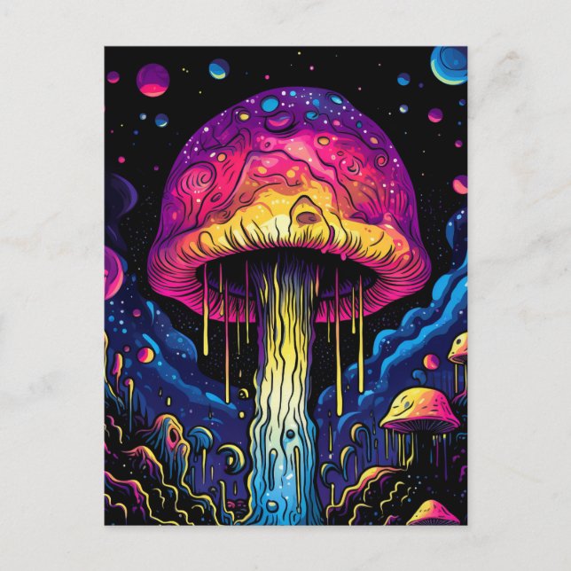 Carte Postale Champignons psychédéliques Abstraits colorés (Devant)