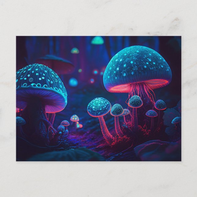 Carte Postale Champignons psychédéliques Abstraits colorés (Devant)