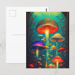 Carte Postale Champignons psychédéliques colorés Imaginaire Mond