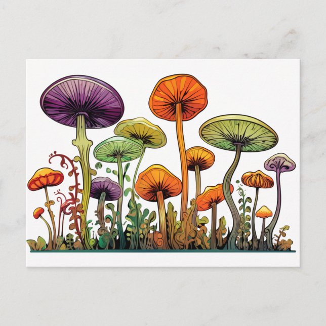 Carte Postale Champignons vert orange (Devant)
