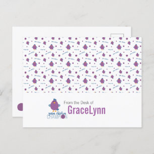 Carte Postale Champion de poule pourpre et bleu