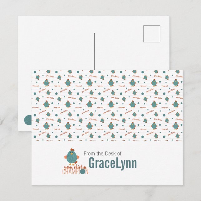 Carte postale Champion de poulet turquoise et roui (Devant / Derrière)