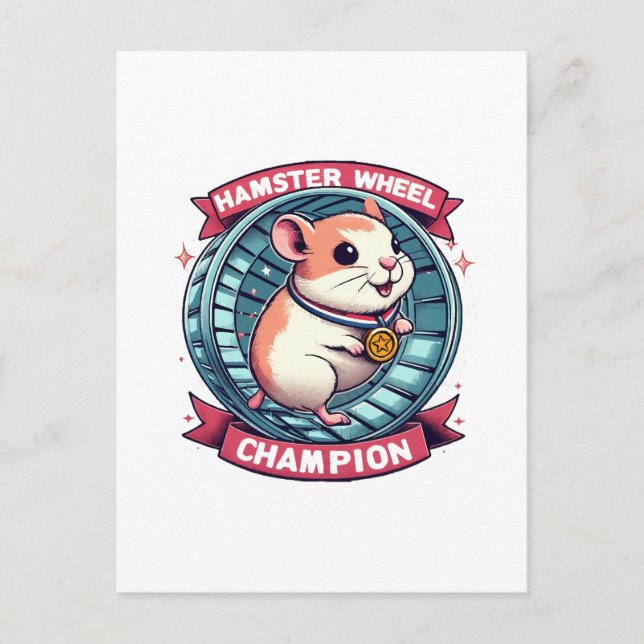Carte Postale Champion de roue de hamster (Devant)