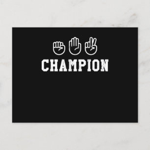 Carte Postale Champion des ciseaux de papier rock Signe main Cha