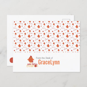 Carte postale Champion du poulet rouge et orange