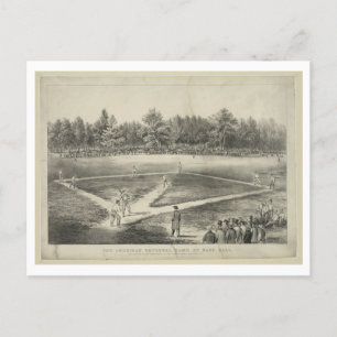 Carte Postale Championnat de baseball, 1866, par Currier & Ives