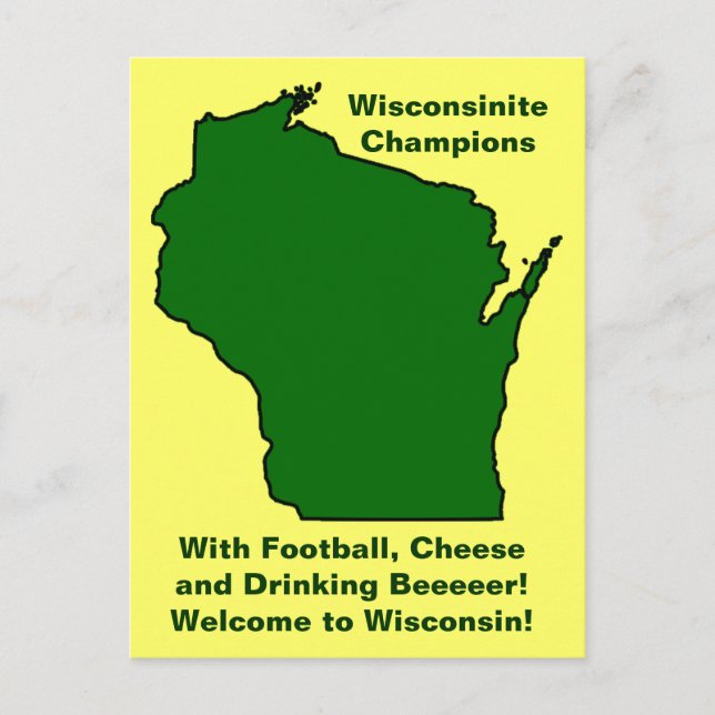 Carte Postale Champions du Wisconsinite Football, Fromage et Biè (Devant)