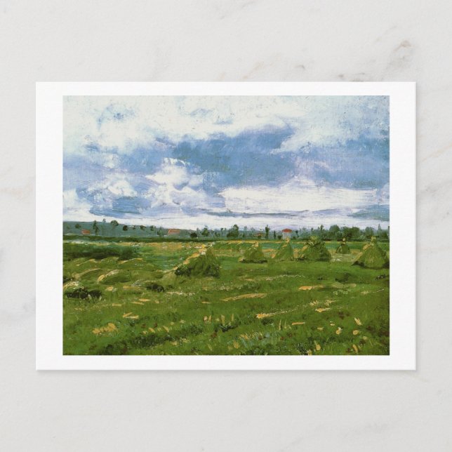 Carte Postale Champs de blé avec piles Van Gogh Art (Devant)