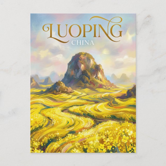 Carte Postale Champs de colza de Luoping, Chine (Devant)